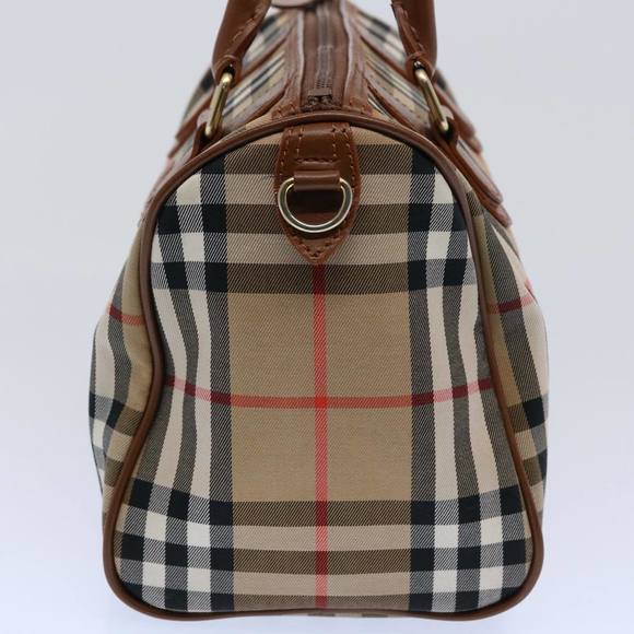 Burberrys Nova Check Hand Bag Nylon Canvas Beige Auth 62015 - Picture 4 of 16